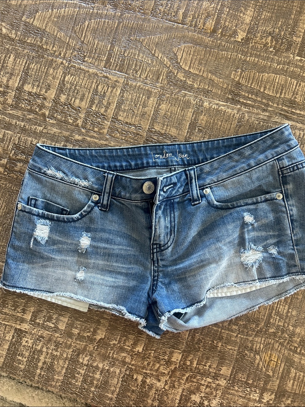 Denim Jean Women's Distressed Short Shorts in Blue